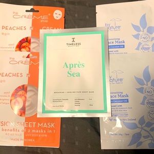 5 Assorted sheet face masks .